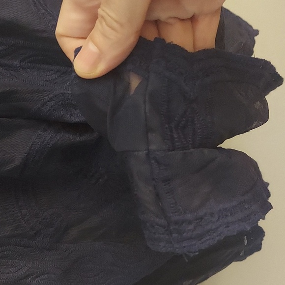 MISS AVENUE Navy Lace Short Sleeve Romper - Picture 6 of 14